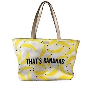 Kate Spade Flights Of Fancy "Thats Bananas" Francis Tote Bag Canvas Cream Yellow